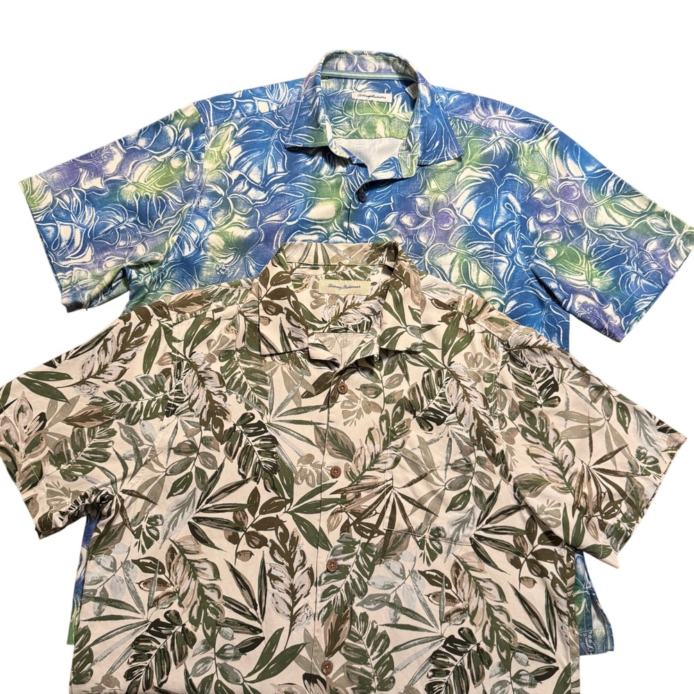 Tommy Bahama Button Down Shirts Lot of 2 Mens L Floral Silk Vacation Tropical